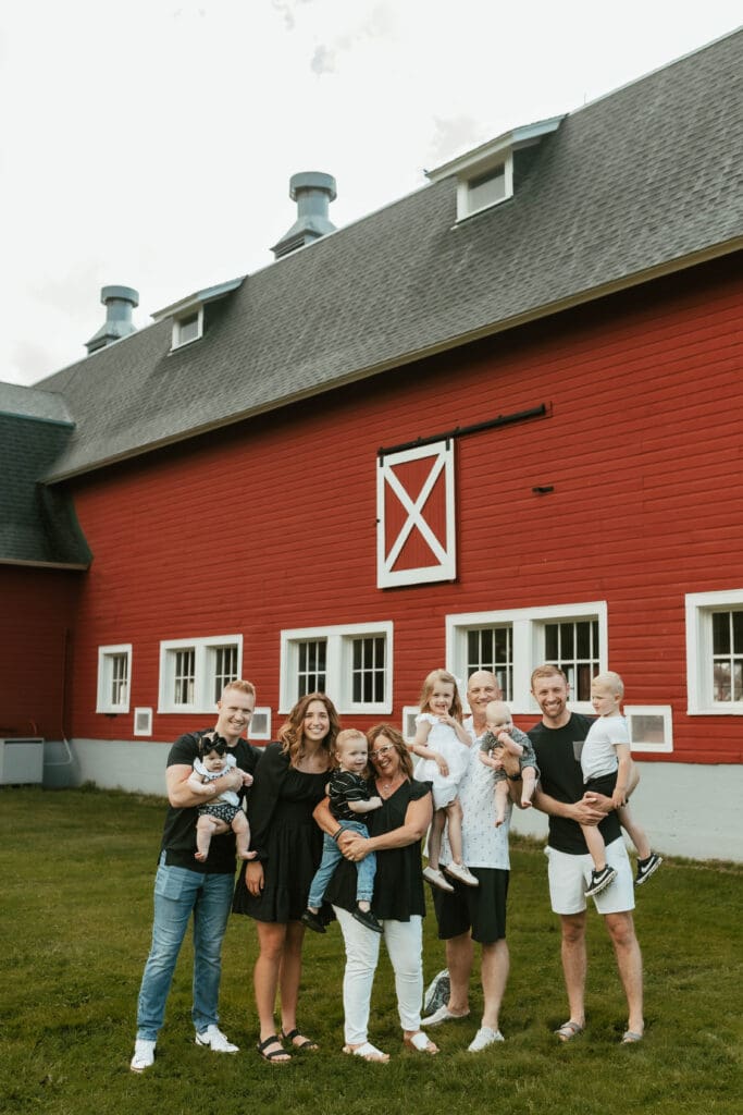 barn photo of family during south bend photoshoot