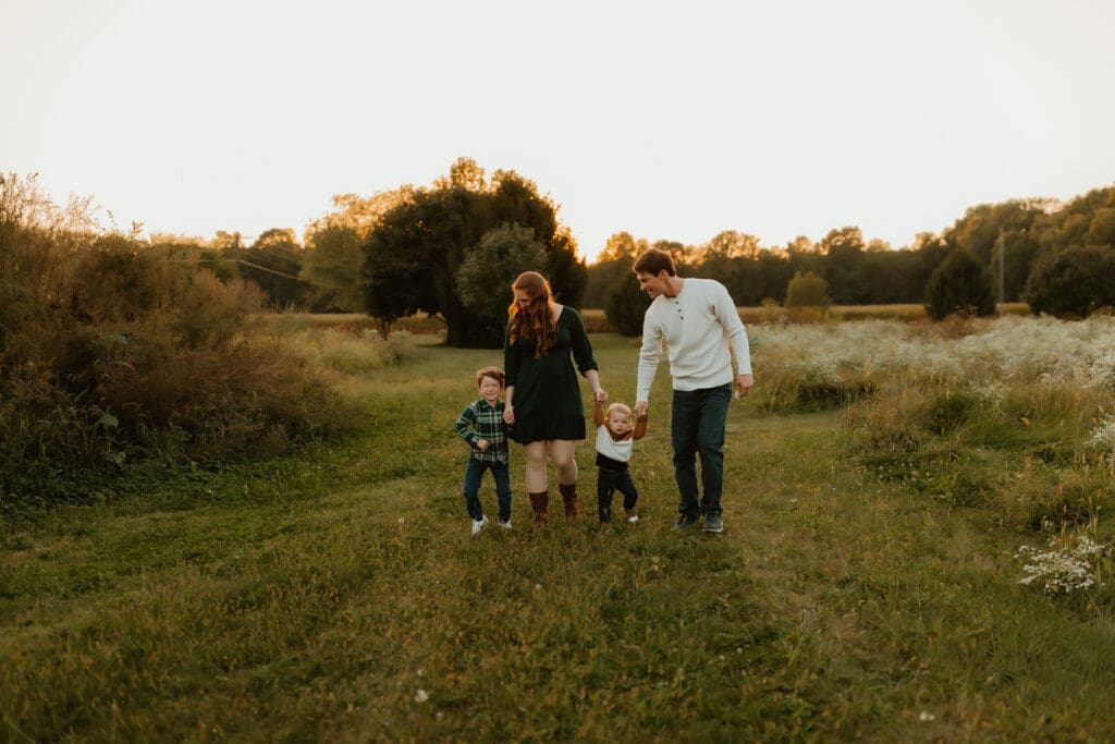 Family photos in South Bend Indiana during golden hour session