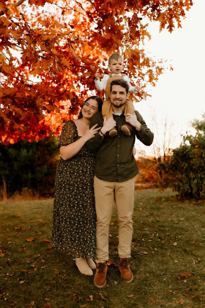 portrait of family of three by notre dame family photographer