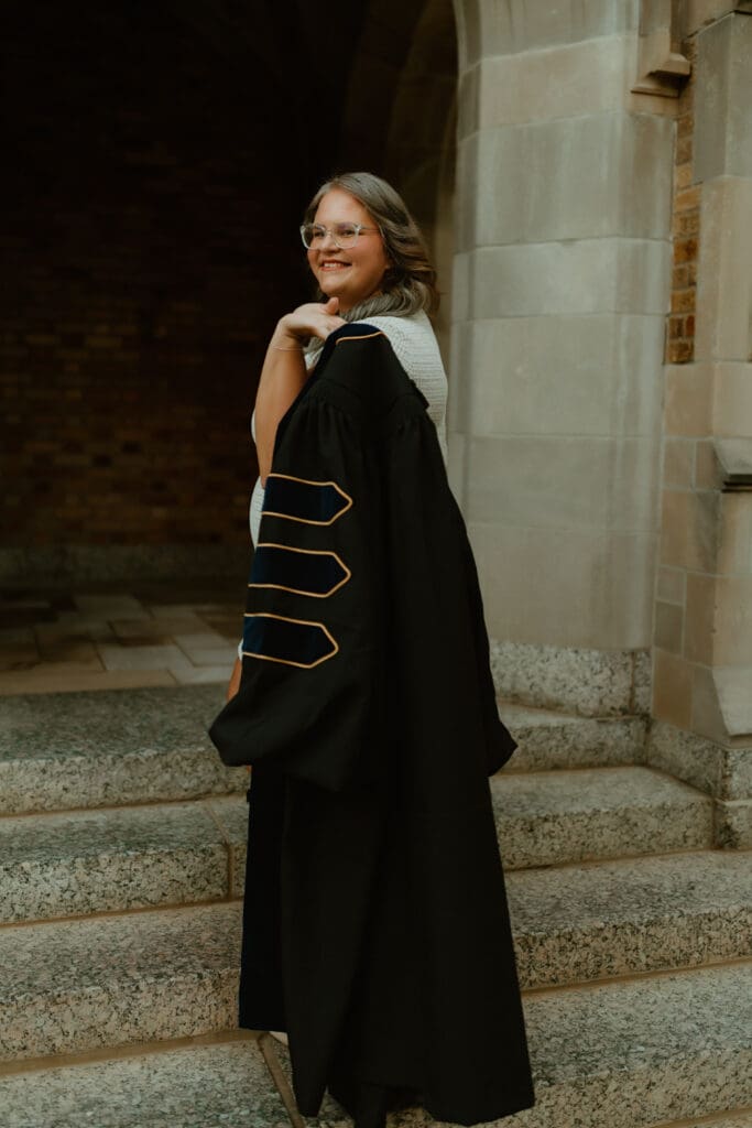 Senior session at University of Notre Dame during fall in South Bend