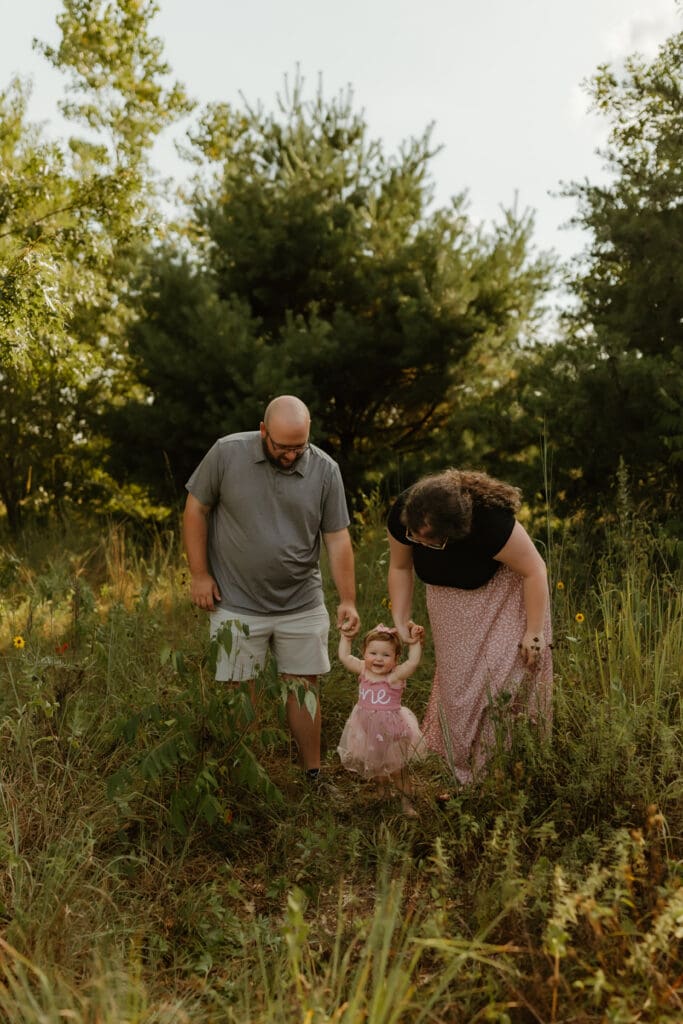 family portrait in the summertime at dusk in elkhart indiana