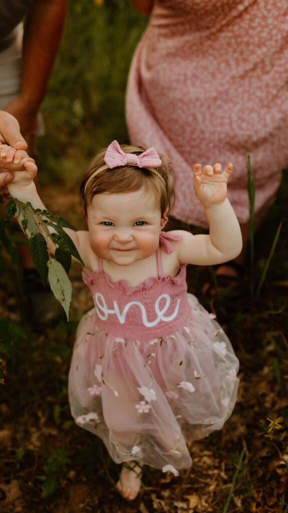 first birthday photos of child at elkhart county park
