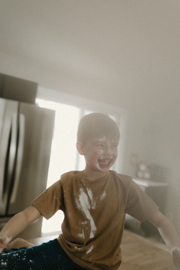 candid baking photo in granger indiana of children having fun