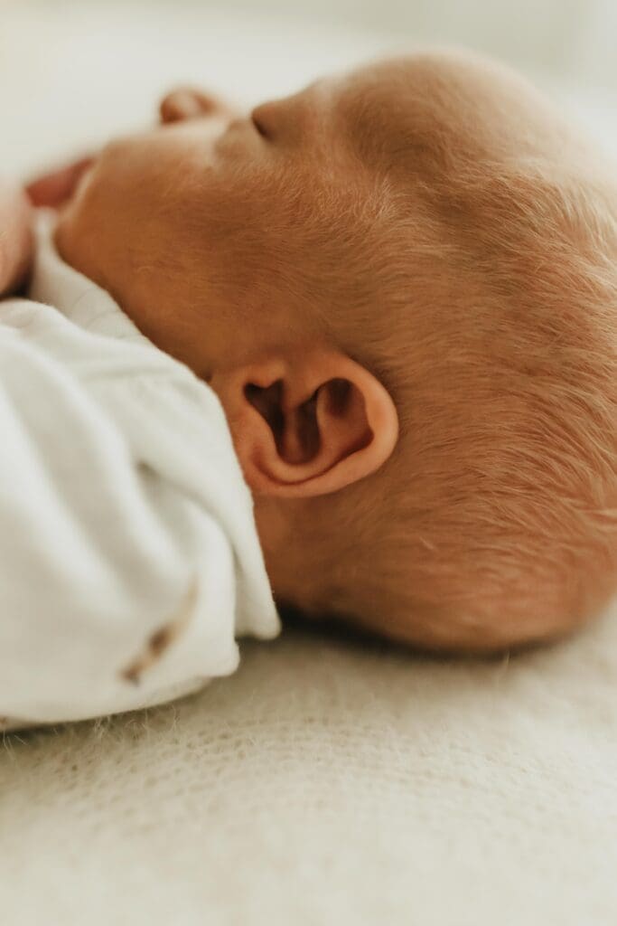 newborn detail photo of baby in studio