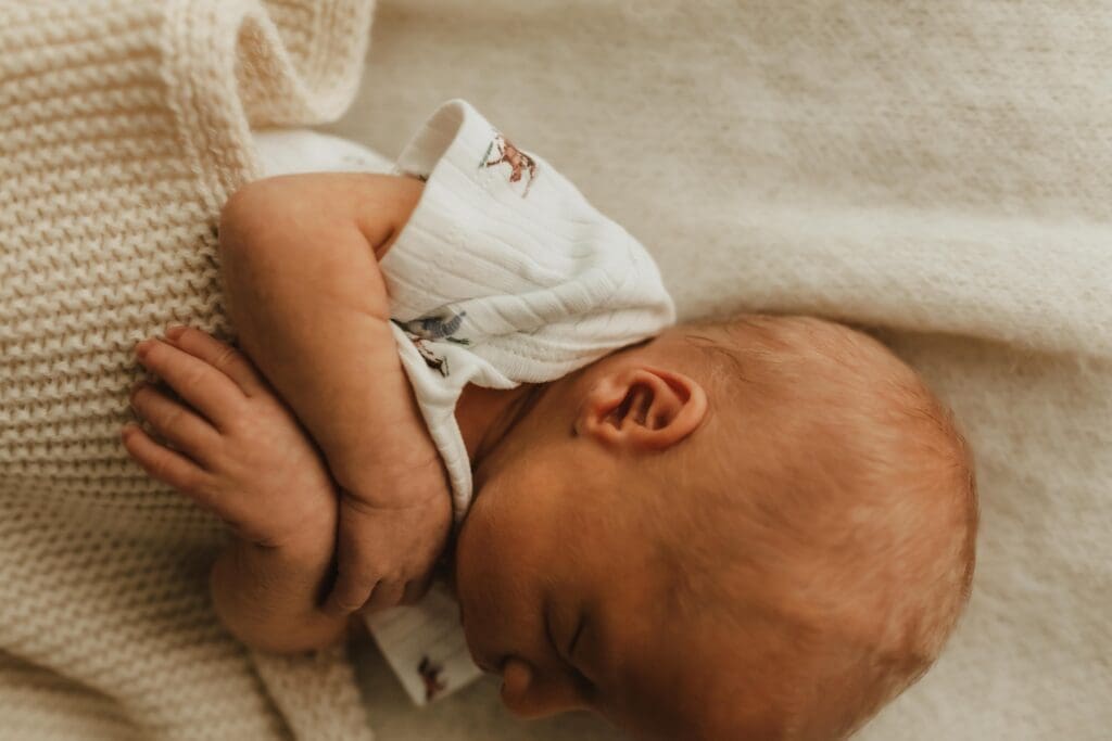 close up of baby sleeping during studio photos