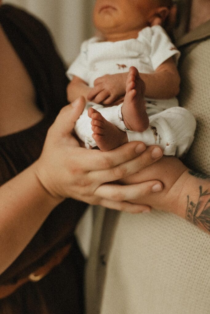 detail shot of babys toes at south bend studio