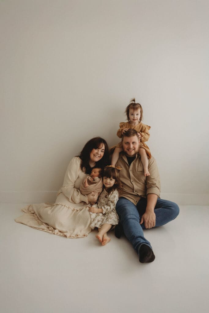 family photograph of south bend photographer in studio
