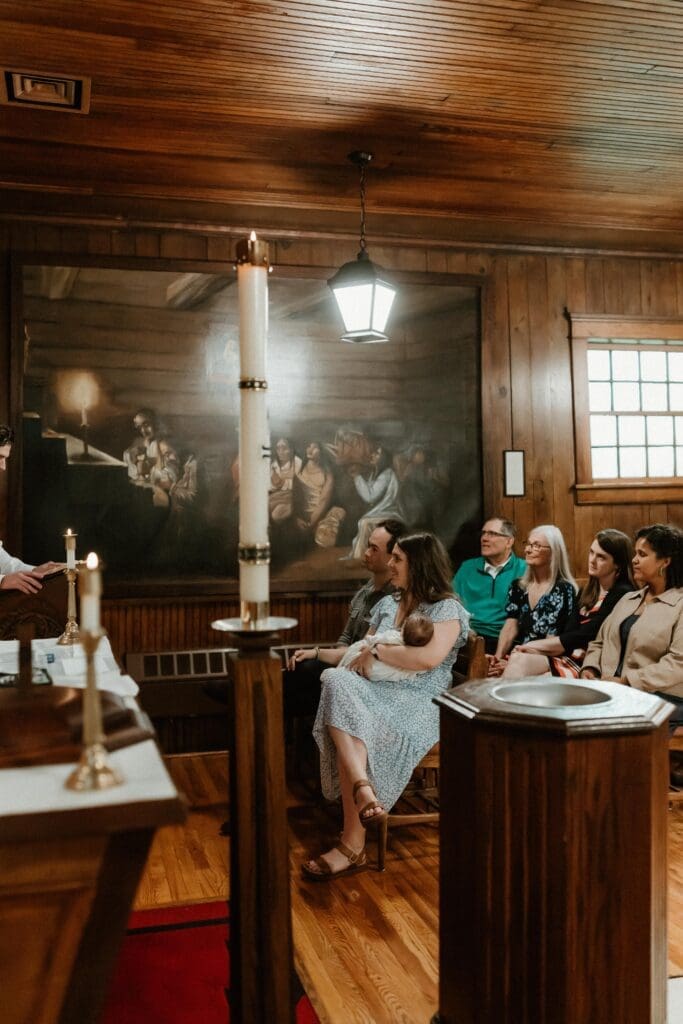 photography in log chapel at notre dame