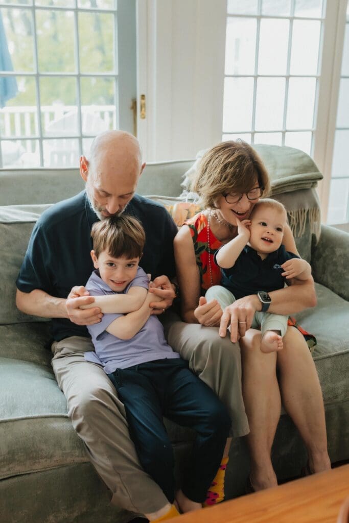 family on couch during union pier photography session