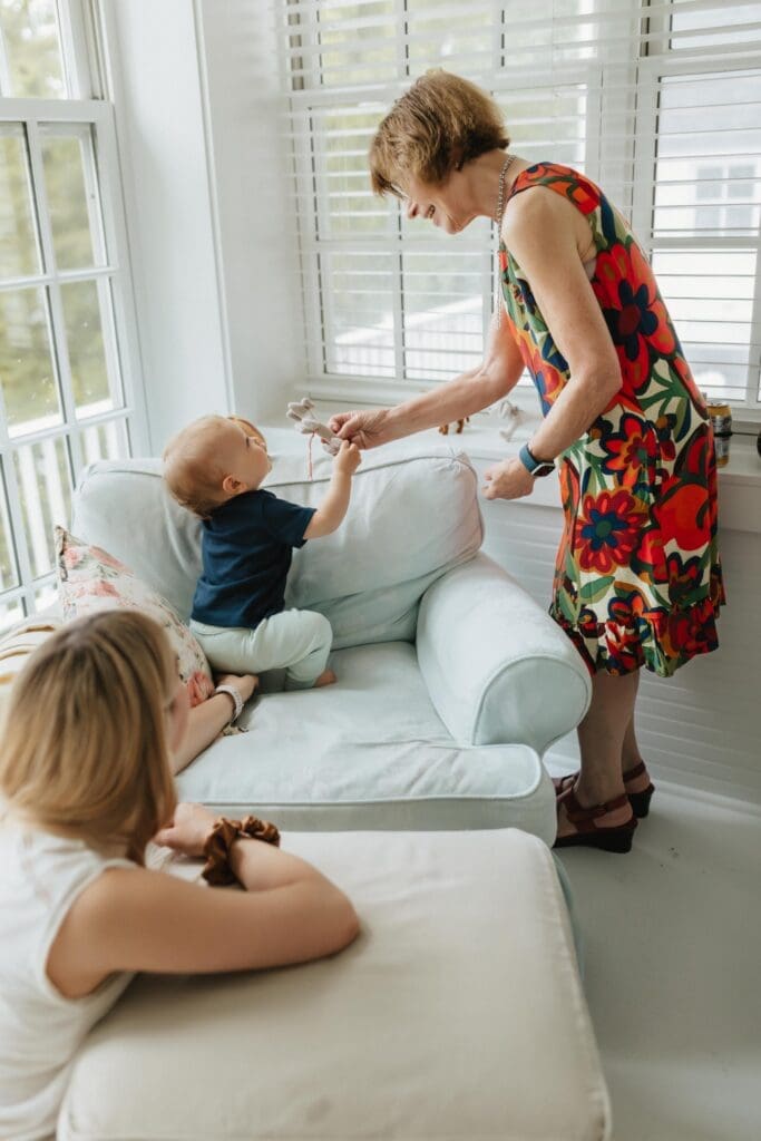 grandmother and child interaction during candid moment in union pier photos